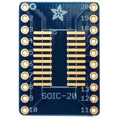 Płytka elektroniczna z napisem 'SOIC-20', przedstawiająca adapter dla układów scalonych z 20 pinami, numerowanymi od 1 do 20.