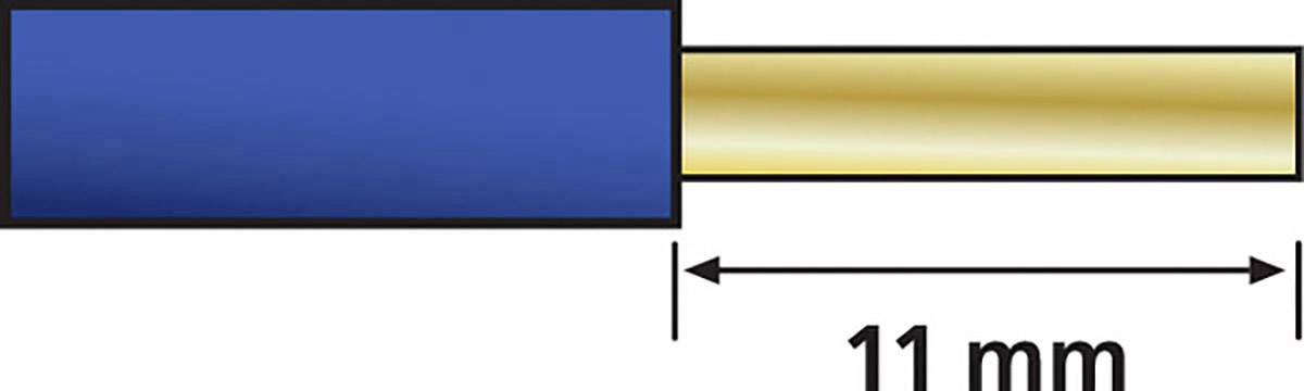 Niebieski i złoty cylinder o długości 11 mm.