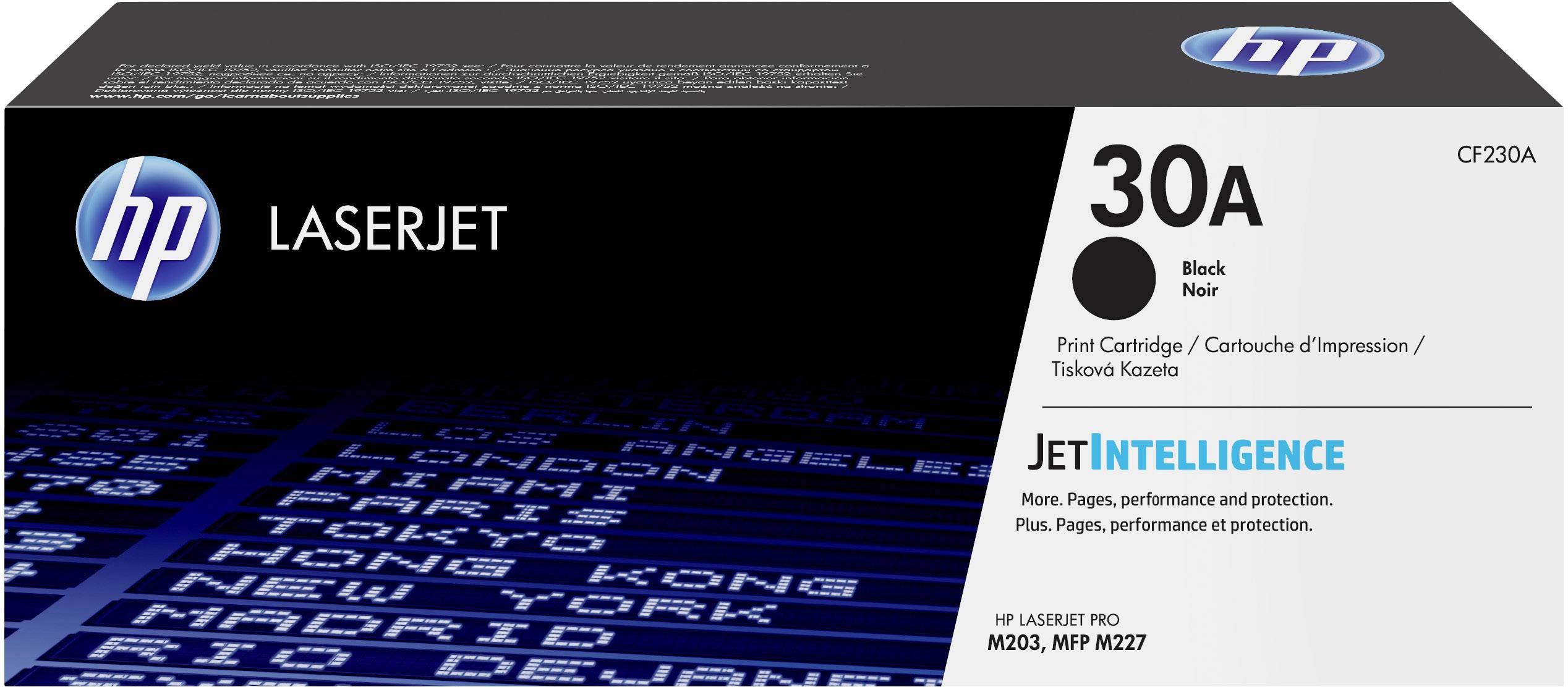 Wkład z czarnym tonerem HP LaserJet 30A, kompatybilny z drukarkami HP LaserJet Pro M203/MFP M227. Wyposażony w technologię JetIntelligence.