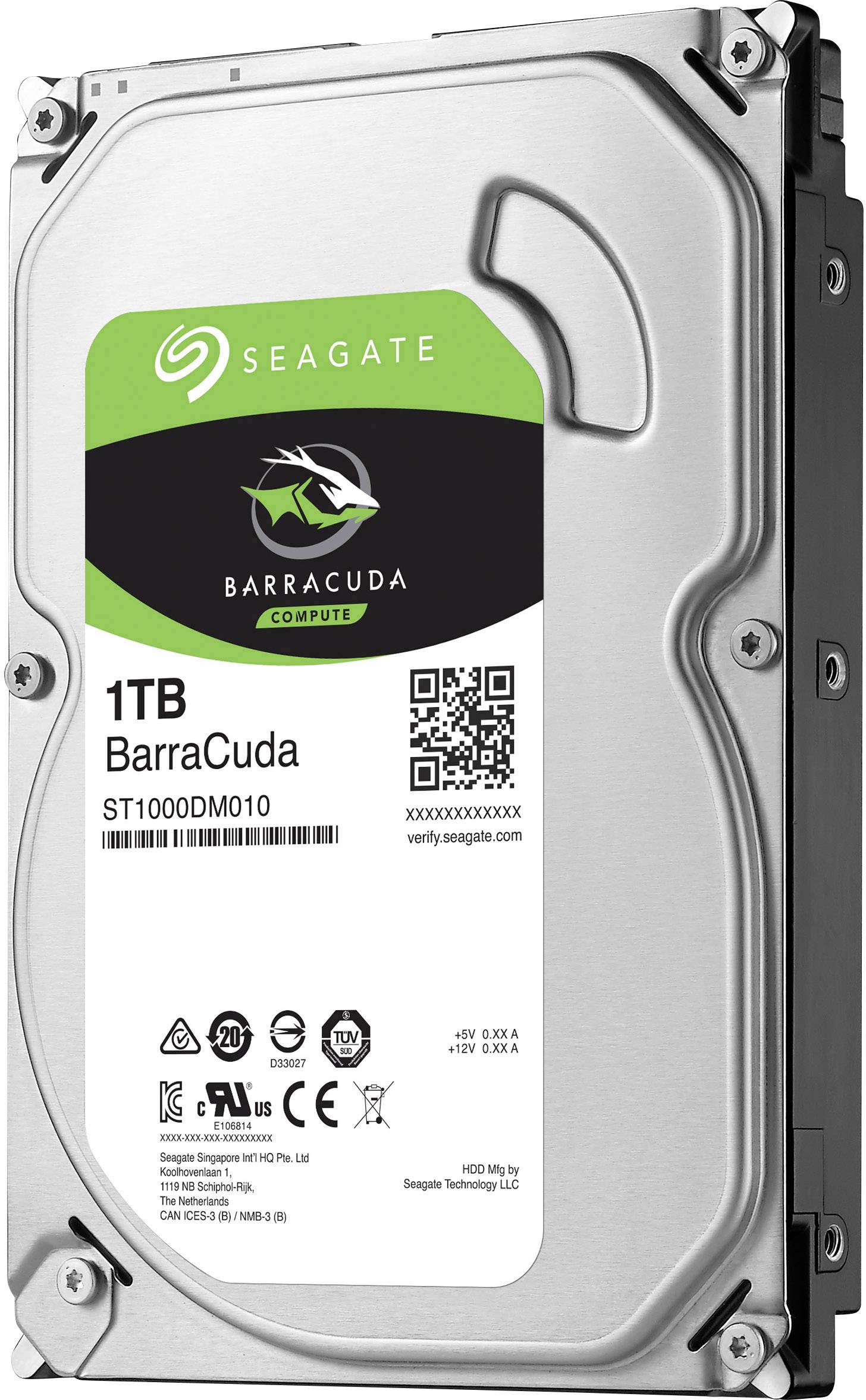 Wewnętrzny dysk twardy Seagate o pojemności 1 TB, model BarraCuda.