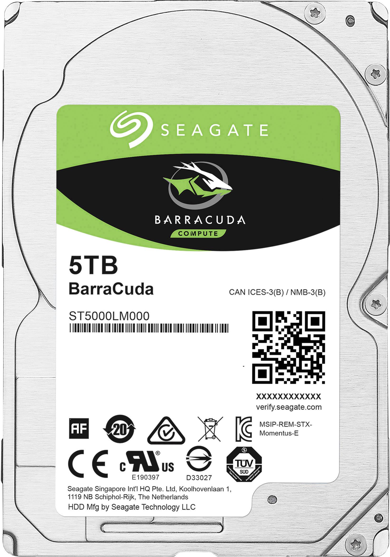 Внутрішній жорсткий диск Seagate BarraCuda® 5 ТБ, 2,5 дюйма (6,35 см) SATA III ST5000LM000, змінна упаковка