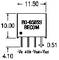 Regulator napięcia 'RO-0505S RECOM', wymiary: 11,50 mm szerokości, 10,00 mm wysokości, 4,10 mm głębokości. Rozmieszczenie pinów: -Vin, +Vin, -Vout, +Vout.