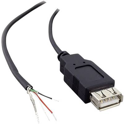Kabel USB z odkrytym końcem i czterema widocznymi przewodami: czerwonym, czarnym, zielonym i białym. Odpowiedni do napraw lub projektów majsterkowania.
