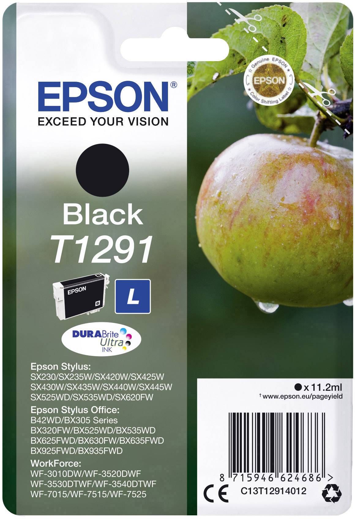 Оригінальні чорнила Epson T1291 чорного кольору C13T12914012