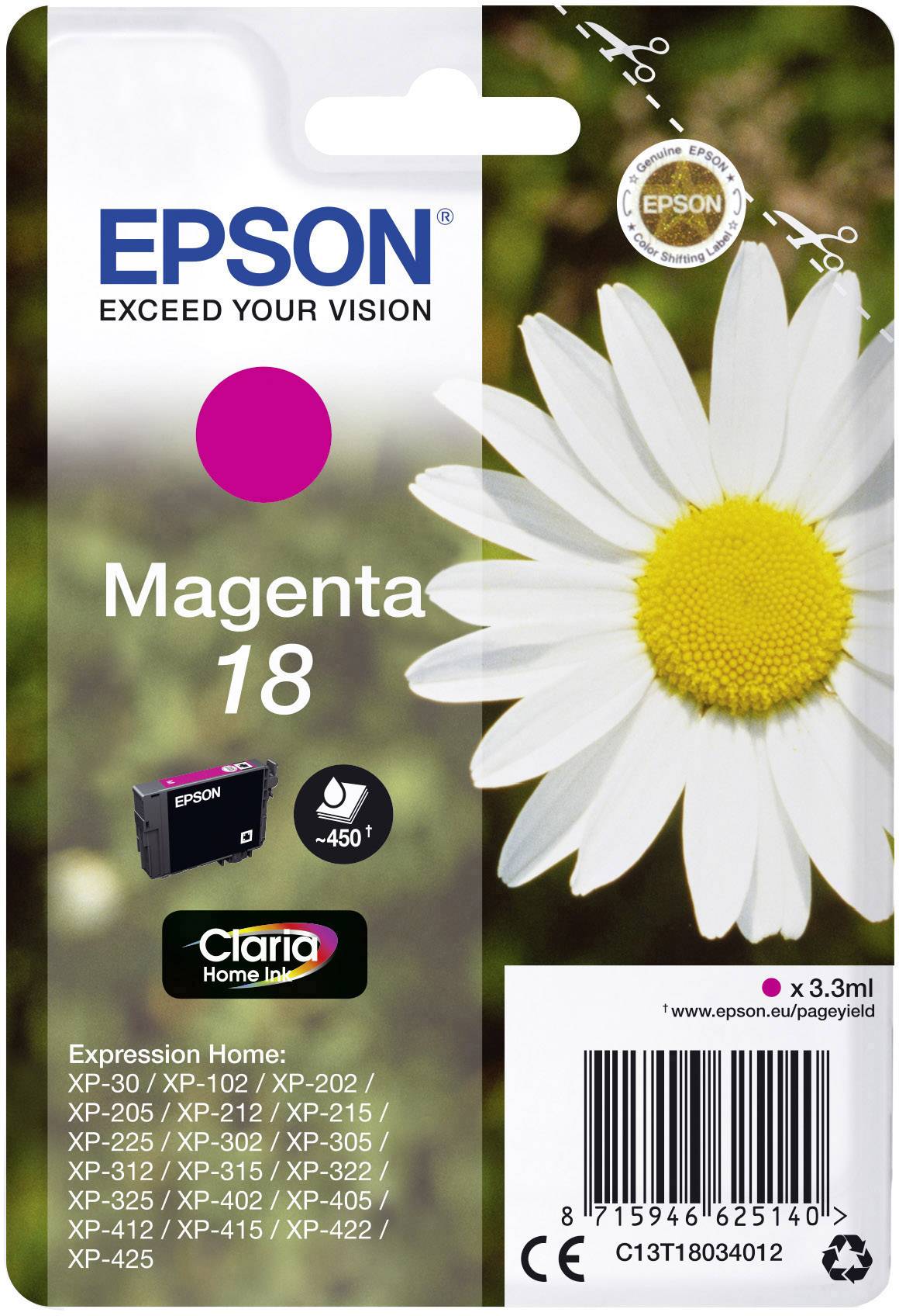 Оригінальний чорнильний картридж Epson 18 Magenta C13T18034012