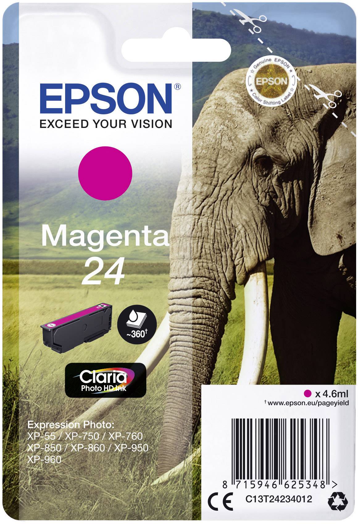 Чорнила Epson 24 оригінальні чорнила Magenta C 13 T 24234012