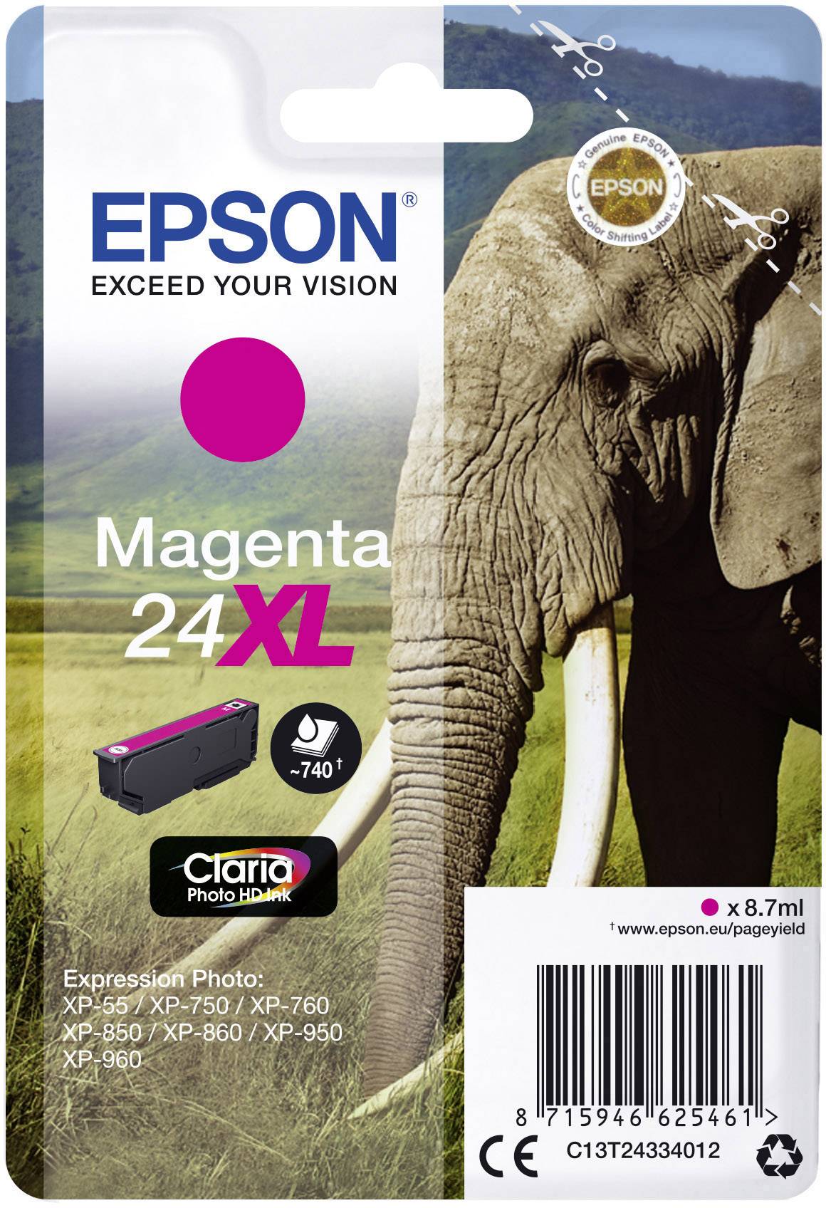 Оригінальні чорнила Epson 24XL Magenta C 13 T 24334012