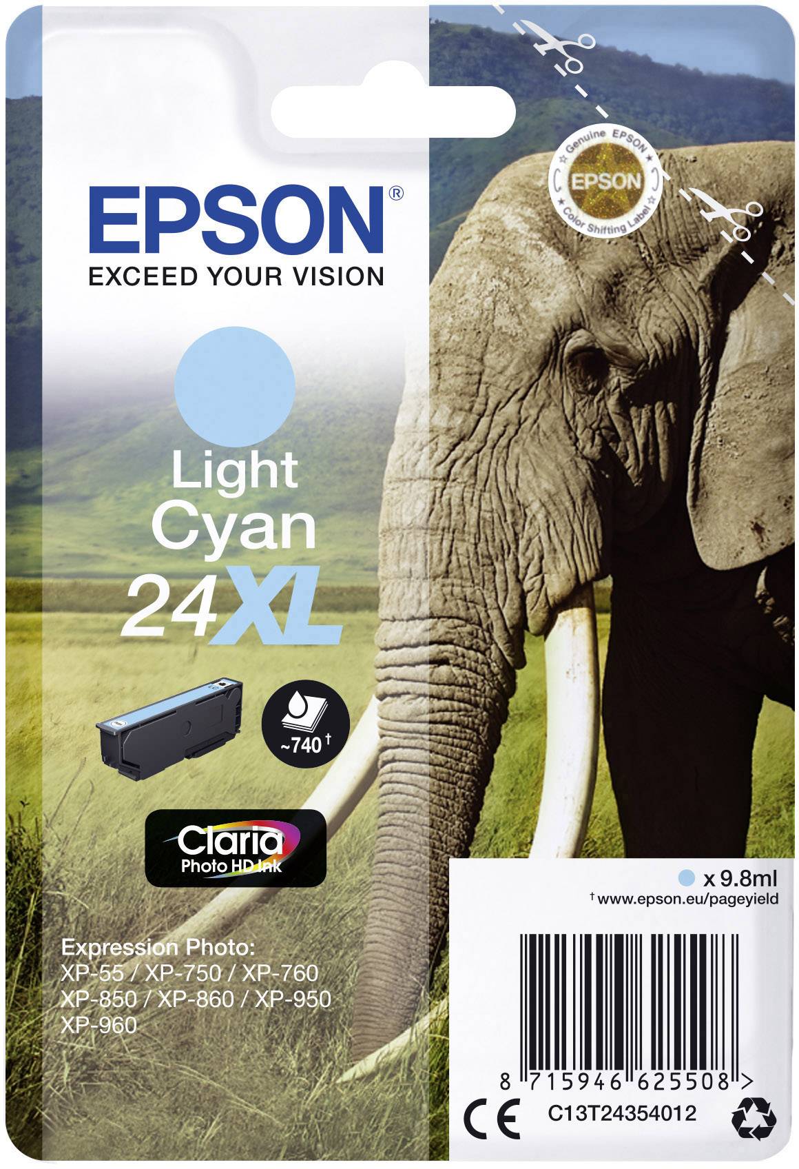 Оригінальні чорнила Epson ink 24XL Photo cyan C 13 T 24354012