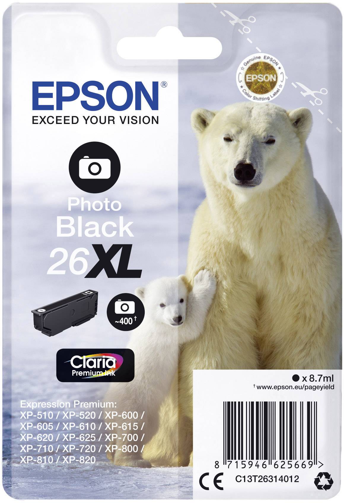 Оригінальне фоточорнило Epson Ink 26XL C13T26314012