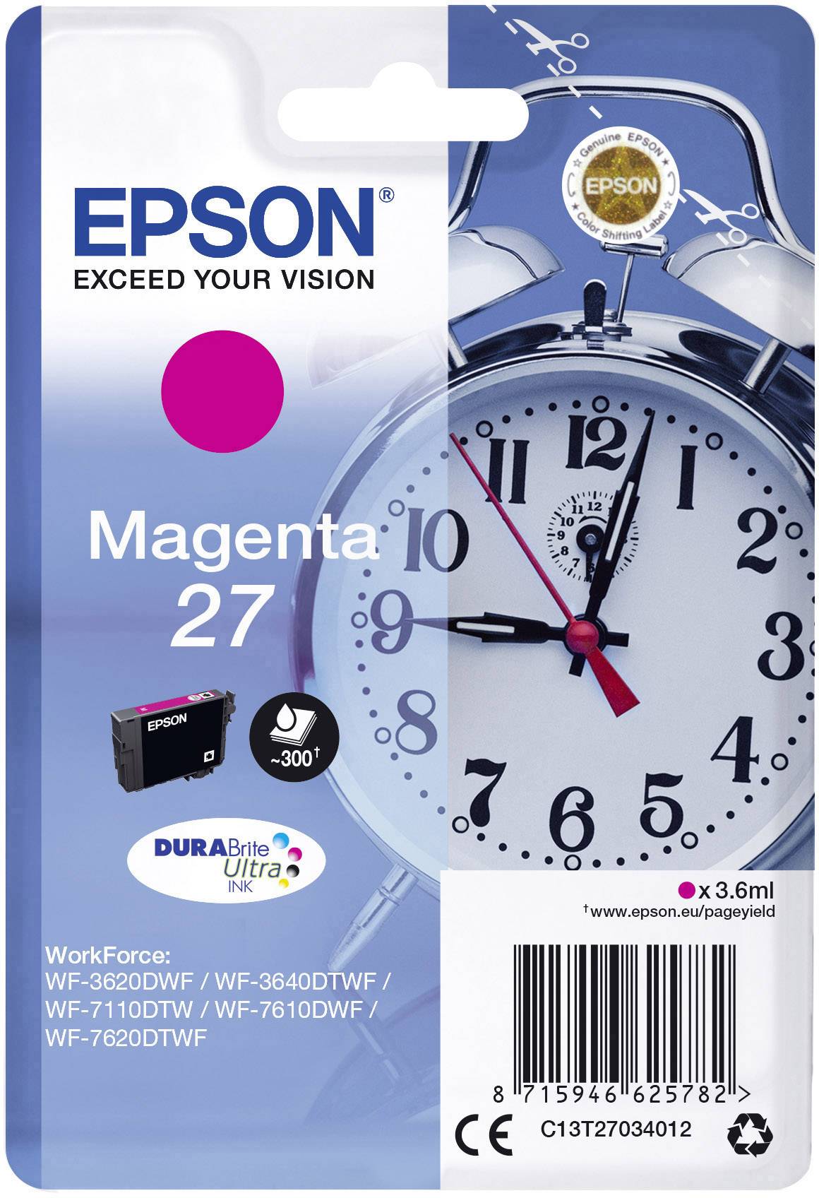 Оригінальний чорнильний картридж Epson 27 Magenta C 13 T 27034012