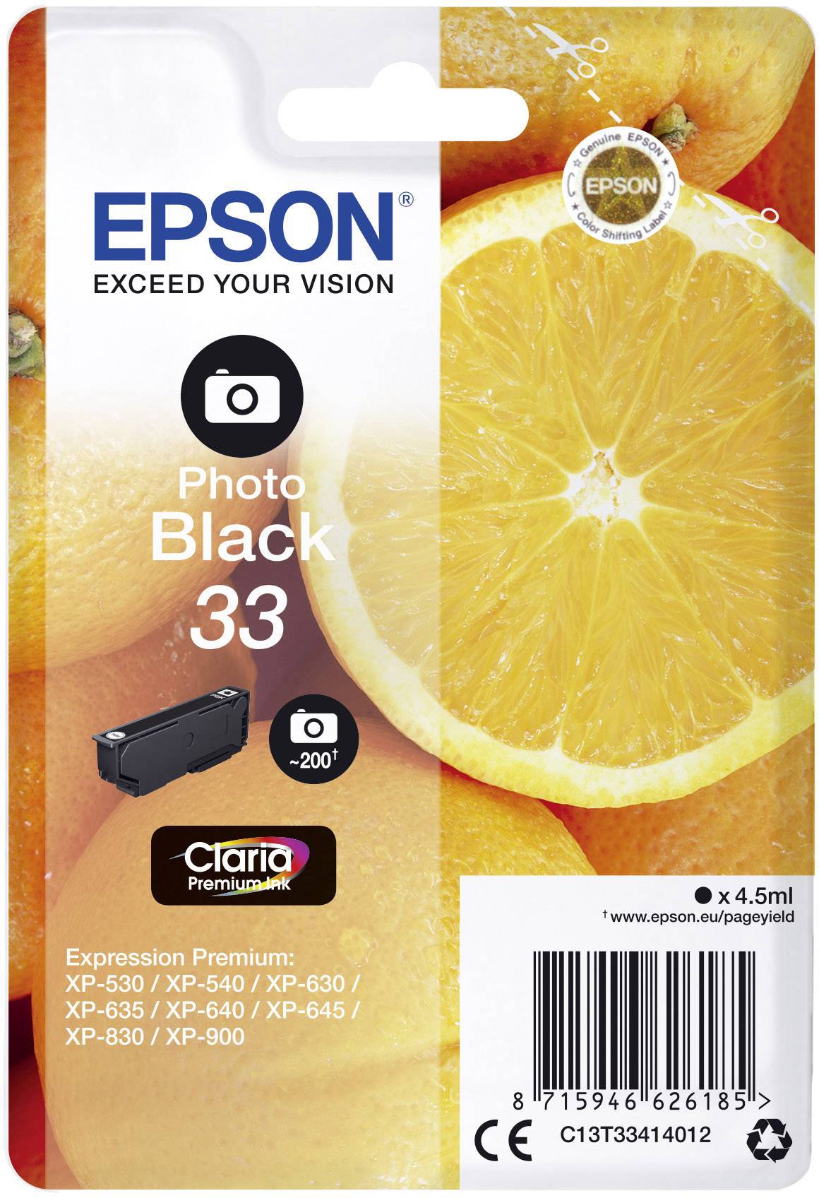 Оригінальний чорнильний картридж Epson Ink 33 Photo Black C 13 T 33414012