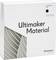 Pudełko z napisem 'Ultimaker Material' zawiera materiał PLA, 750 g, w kolorze czarnym, z zakresem druku 195-240 °C.