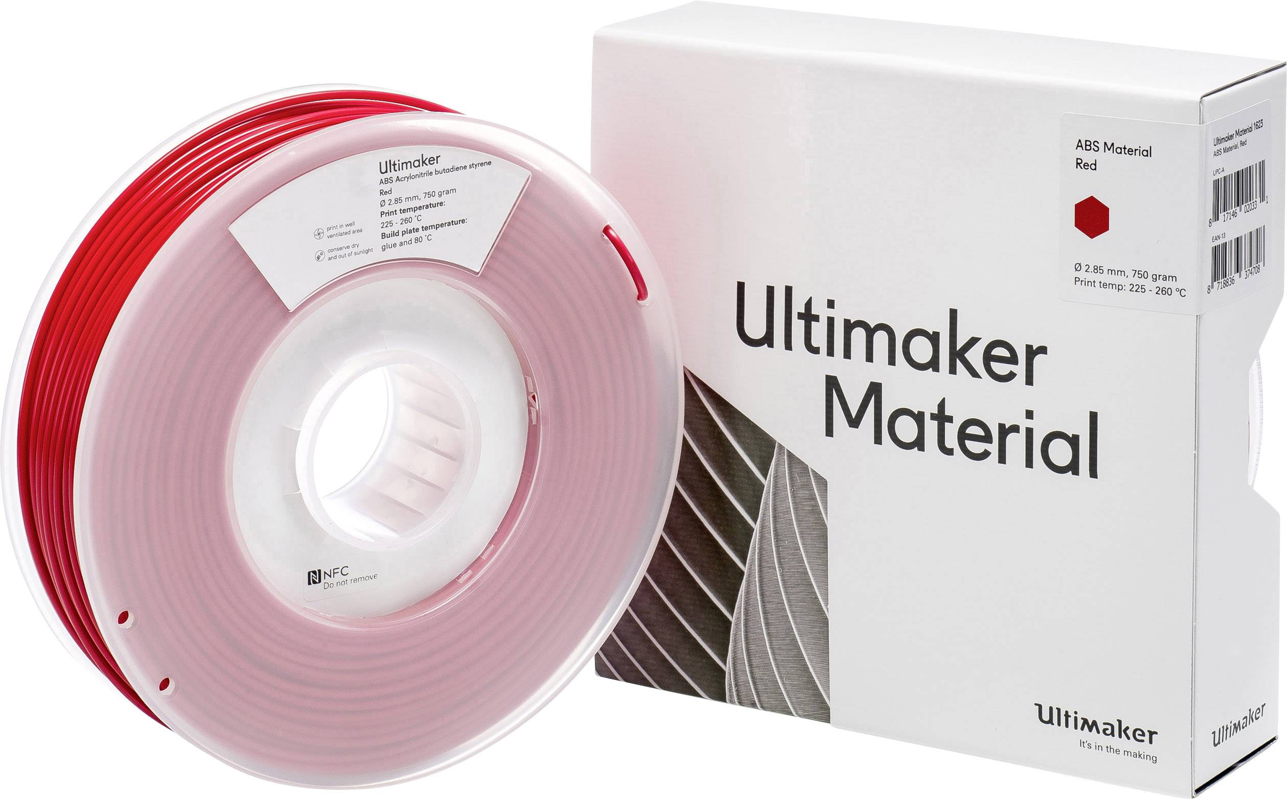 UltiMaker ABS - M2560 Red 750 - 206127 Нитка для 3D принтерів ABS 2.85 мм 750 г червона 1 шт.