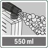 Ilustracja przedstawia wąż, który rozpyla pianę z pojemnika z napisem '550 ml'.