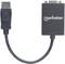 Adapter 'Manhattan' z wtyczką USB po lewej stronie i wtyczką VGA po prawej stronie, połączony krótkim przewodem. Służy do konwersji sygnału z USB na VGA.