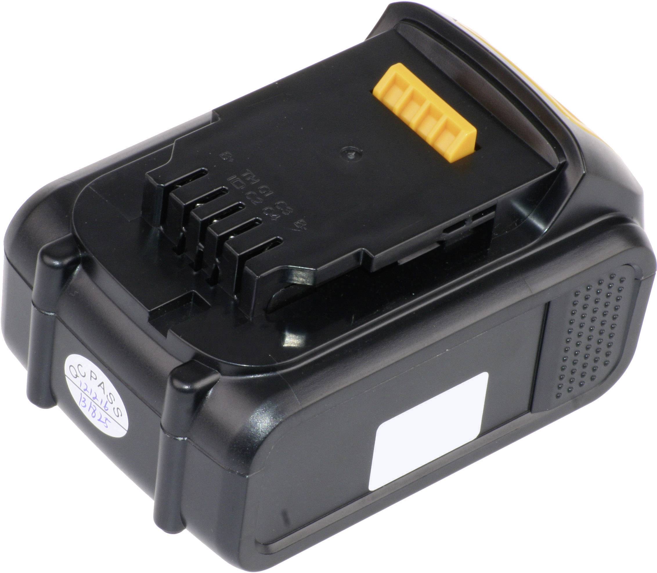 Akumulator z czarną obudową i żółtym złączem, prawdopodobnie używany w urządzeniu elektrycznym.