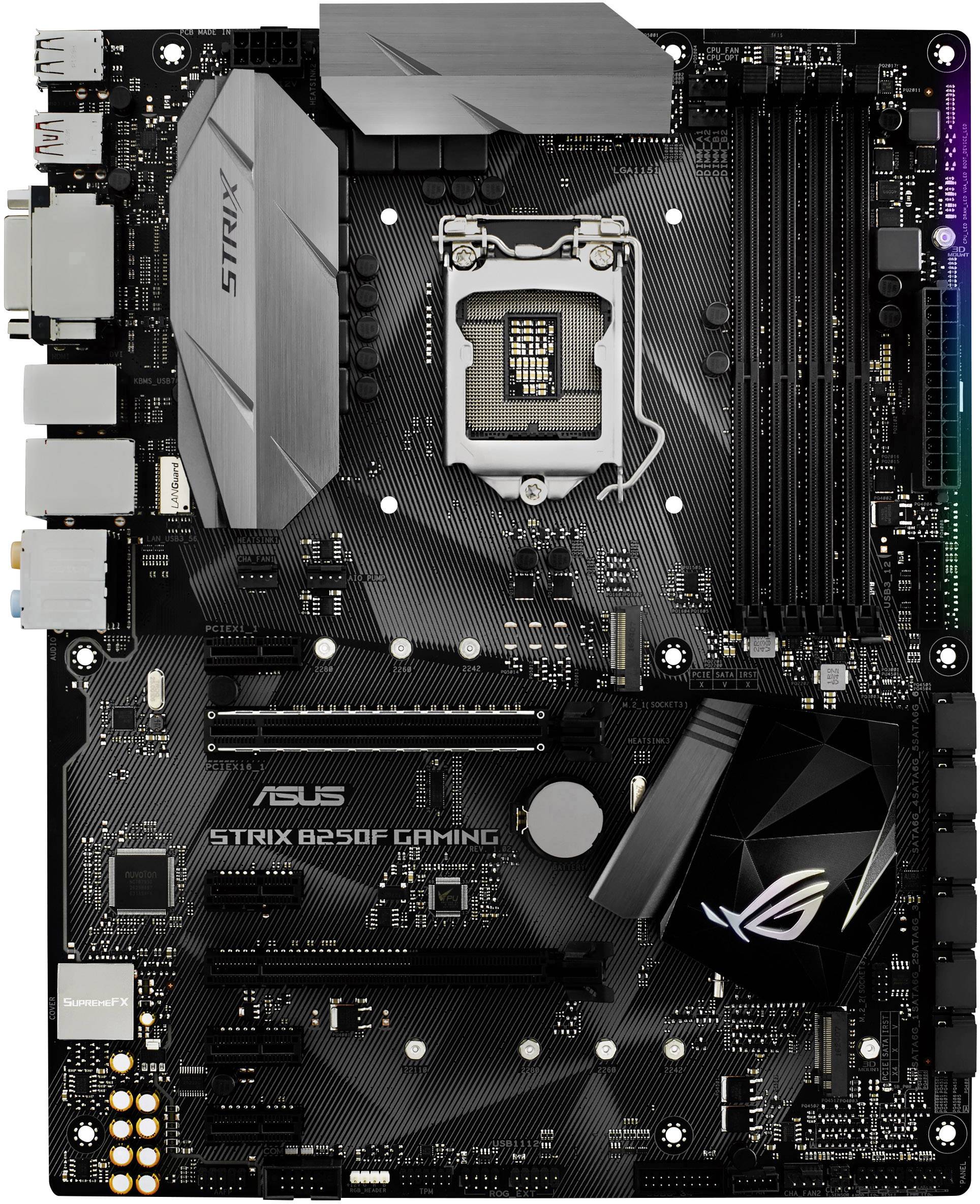 Asus Strix B250f Gaming Mainboard Sockel 1151 B250 Płyta główna Asus ROG STRIX B250F GAMING Intel® 1151 ATX Intel® B250