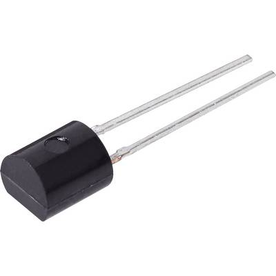 Czarny tranzystor z dwoma srebrnymi przewodami przyłączeniowymi, używany do wzmacniania sygnału i regulacji napięcia w obwodach elektronicznych.