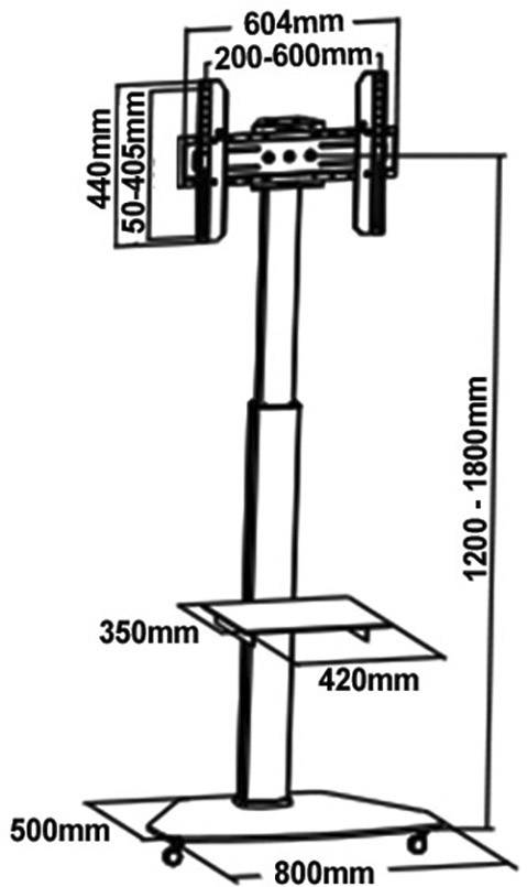 Тумба під телевізор My Wall HP 1 DL на колесах, 94,0 см (37 дюймів) - 177,8 см (70 дюймів), поворотна