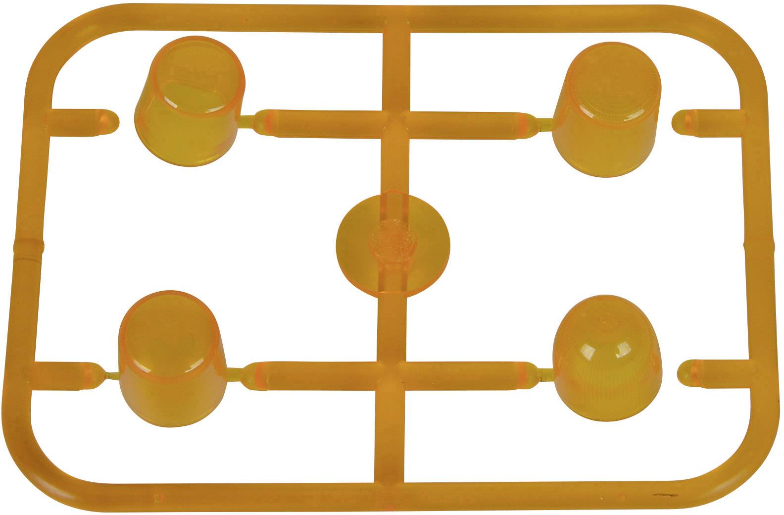 Pomarańczowa plastikowa część z pięcioma równomiernie rozmieszczonymi i połączonymi ze sobą wypukłościami o kształcie kolistym.