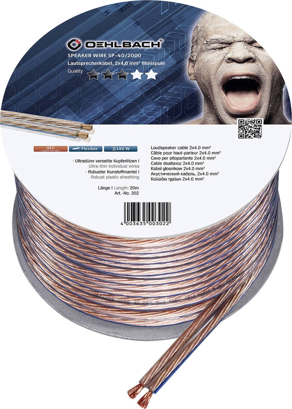 Акустичний кабель Oehlbach 302 2 x 4 мм² прозорий 20 м