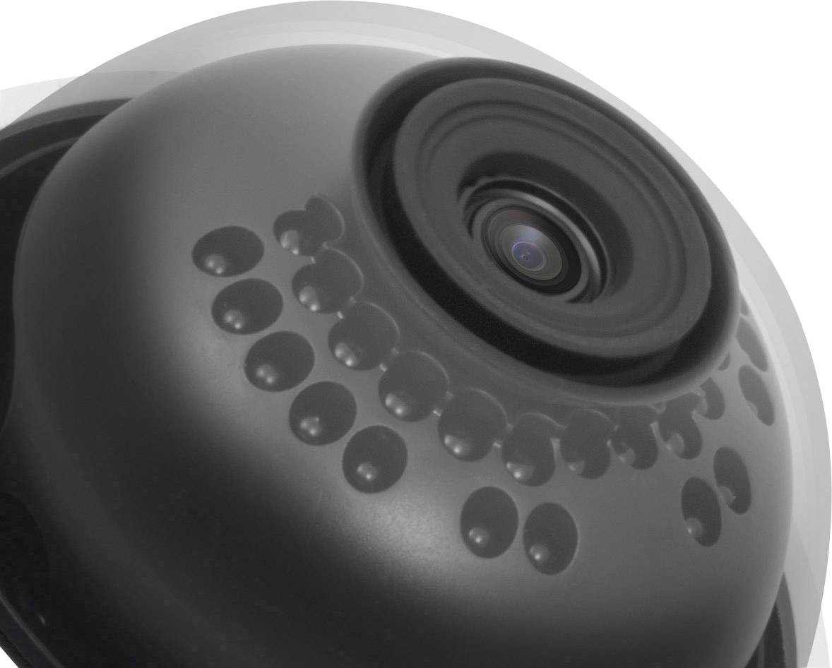 Kamera monitorująca z obiektywem w kształcie koła, odpowiednia do nadzoru bezpieczeństwa wewnątrz pomieszczeń.