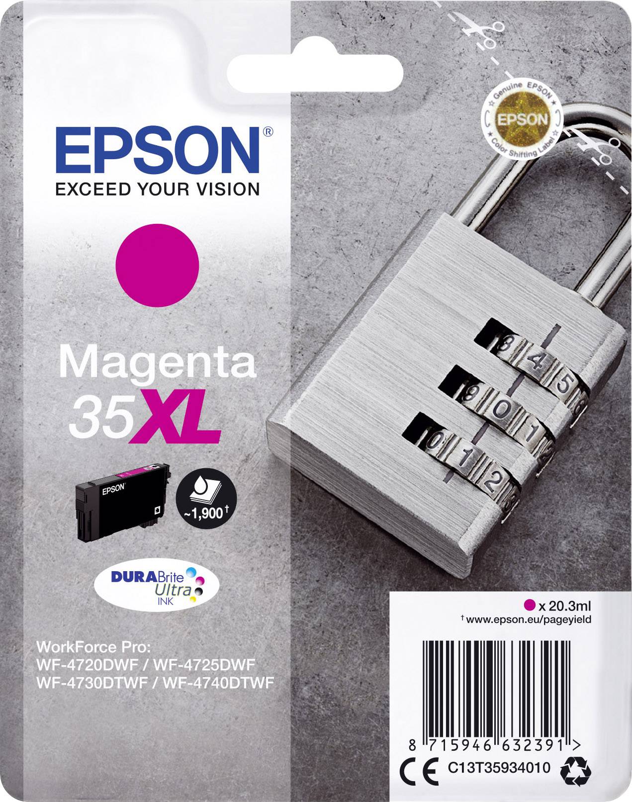 Чорнила Epson 35XL оригінальні чорнила Magenta C 13 T 35934010