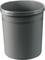 Pionowy, szary kosz na śmieci z tworzywa sztucznego w kształcie walca.