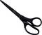 Czarne nożyczki z ergonomicznymi uchwytami, odpowiednie do cięcia papieru.