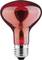 Czerwona żarówka z lustrzanym reflektorem i gwintem E27. Symbolizuje ciepło i nadaje się do lamp grzewczych lub podczerwieni.