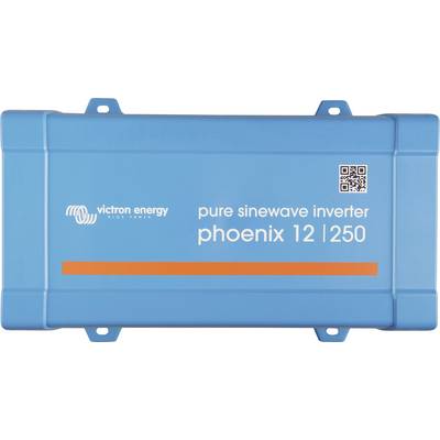 Niebieski falownik Victron Energy z napisem 'czysty falownik sinusoidalny phoenix 12 | 250'.
