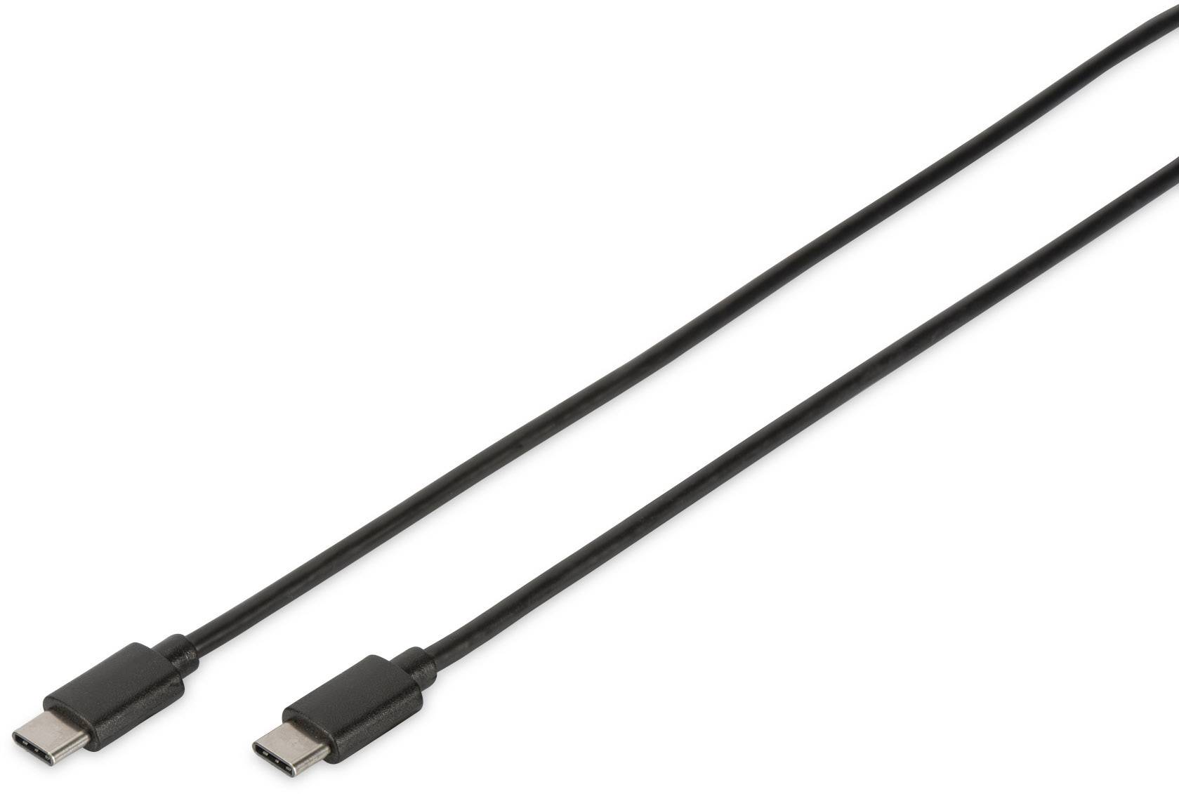 Digitus Kabel USB USB 2.0 Złącze męskie USB-C®, Złącze męskie USB-C® 1.80 m czarny konstrukcja okrągła, wtyczka po obu stronach, podwójne ekranowanie DB-300138-018-S