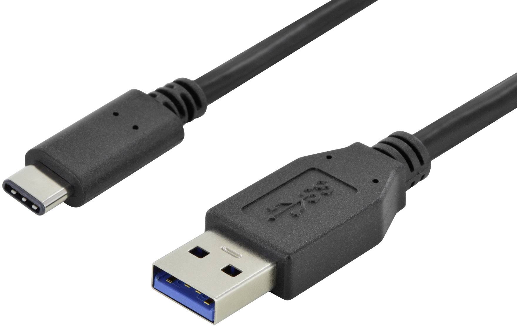 USB-кабель Digitus USB 3.2 Gen1 USB-A чоловічий - USB-C® чоловічий 1,00 м, чорний, круглий дизайн, штекер з обох боків, подвійне е