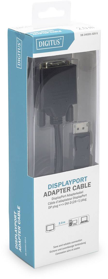 Кабель DisplayPort Digitus DB-340301-020-S DB-340301-020-S, DisplayPort - DVI 24+1pin., 2.00 м