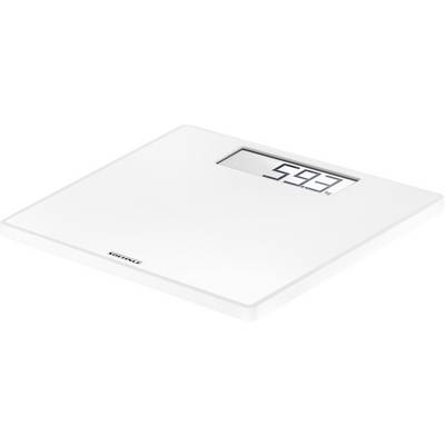 Cyfrowa waga łazienkowa wskazuje '59,3'. Biała, minimalistyczna stylistyka powierzchni, wyświetlacz LCD w prawym górnym rogu.