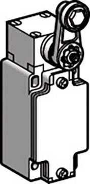 Rysunek elektrycznego włącznika z dźwignią i śrubami mocującymi, powszechnie stosowanego w zastosowaniach przemysłowych.