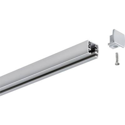 Profil aluminiowy do taśm LED, w kolorze srebrnym, z zaślepką i śrubą do montażu. Odpowiedni do zamocowania na suficie.