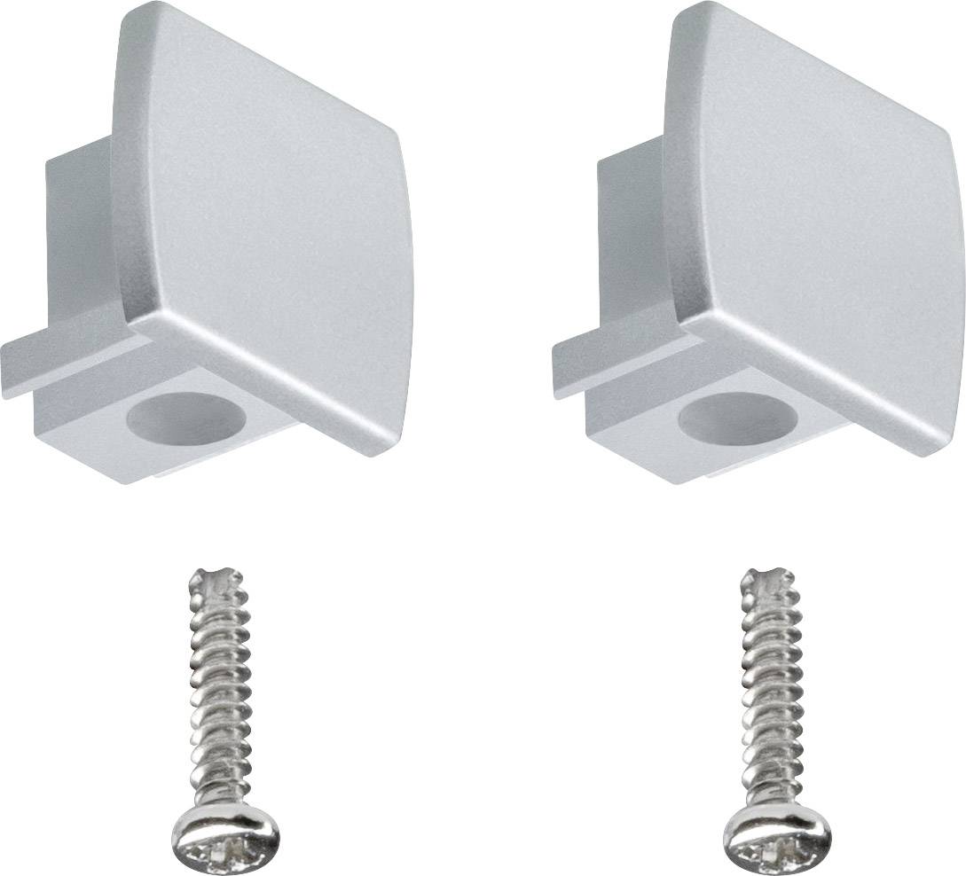 Dwie srebrne mocowania ścienne ze śrubami, odpowiednie do montażu systemu regałowego.