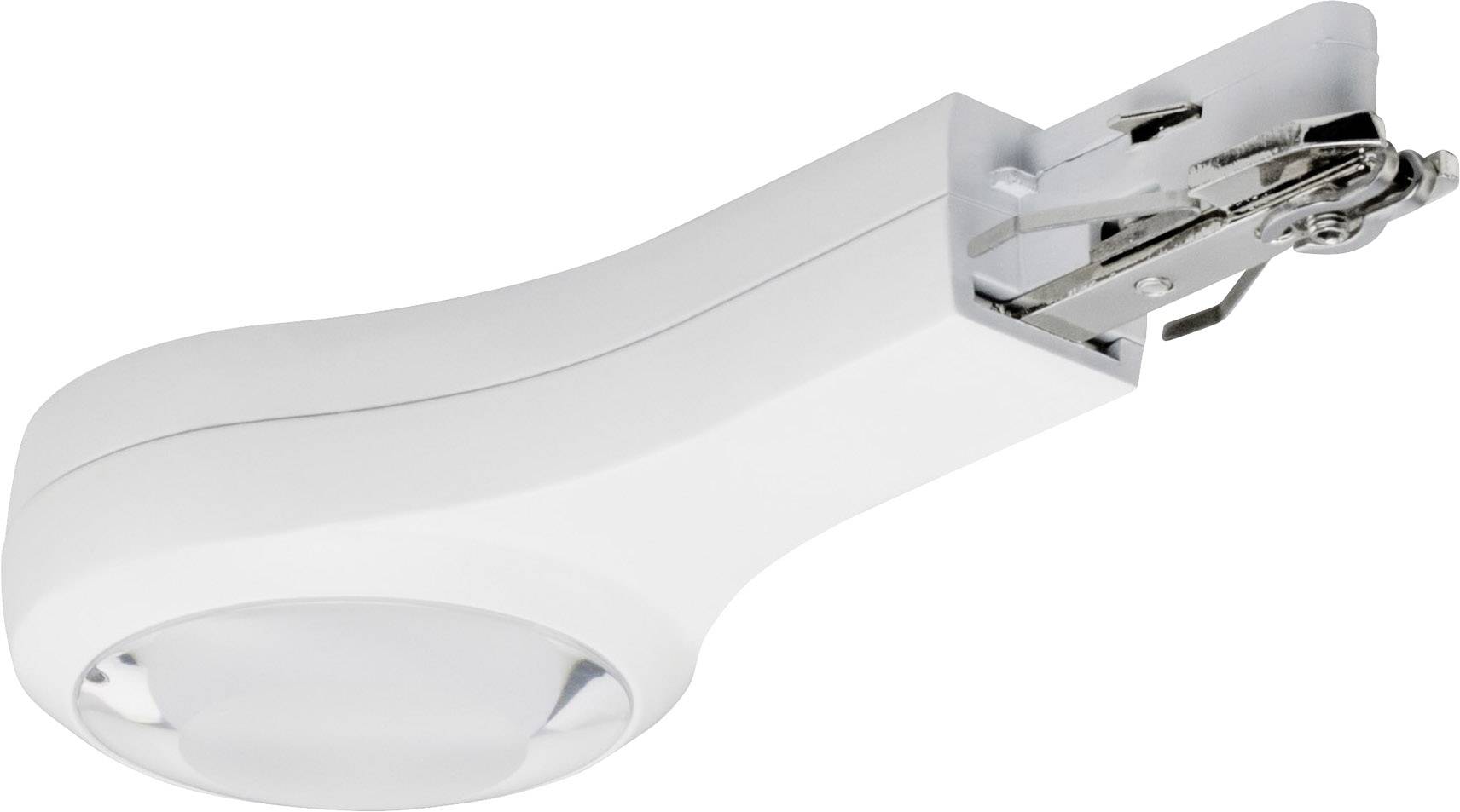 Biała zszywacz, sfotografowany z boku, z fokusem na metalowe ostrze tnące i uchwyt. Używany głównie do mocowania lub organizacji papieru.