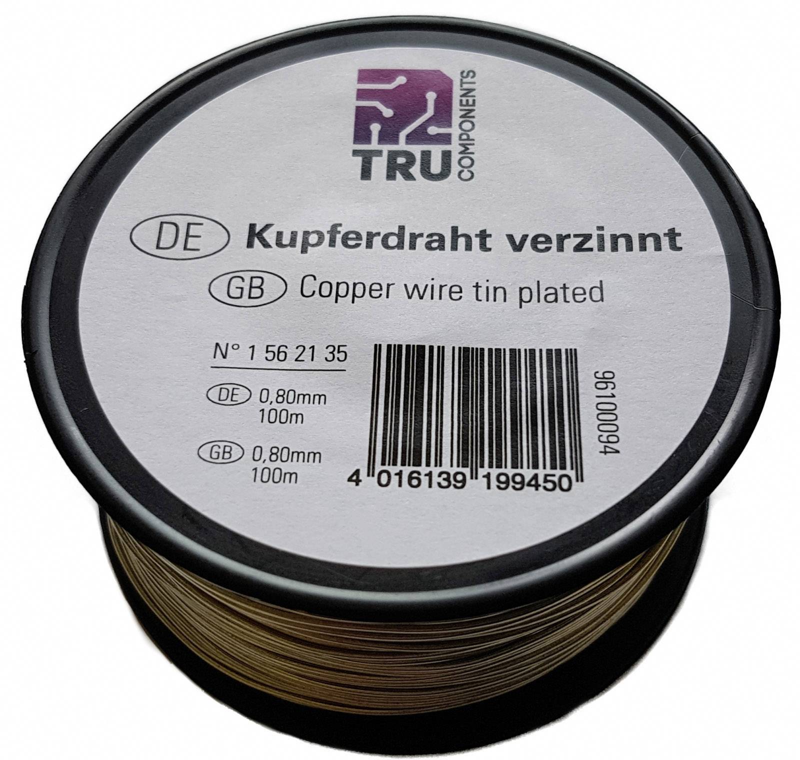 TRU COMPONENTS 1562134 Drut miedziany 1515004/90, 90 m
