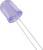 Fioletowa dioda LED z dwoma przewodami przyłączeniowymi, przedstawiona z boku na białym tle.