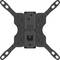 Czarna, regulowana ścienna podstawa pod telewizor z czterema ramionami mocującymi, odpowiednia dla małych i średnich ekranów płaskich.