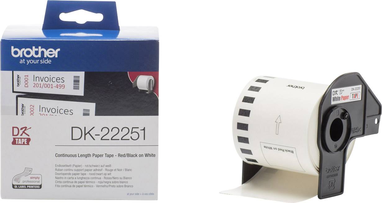 Принтер етикеток Brother DK22251, 62 мм x 15,24 м, універсальний, білий