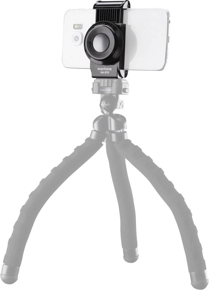 Smartfon jest zamontowany na elastycznym, trójnożnym statywie. Statyw posiada giętkie nogi, które sprawdzają się na nierównych powierzchniach.