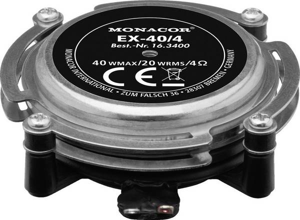 Monacor EX-40/4 Wzbudnik audio 40 W 4 Ω metal, czarny 1 szt.