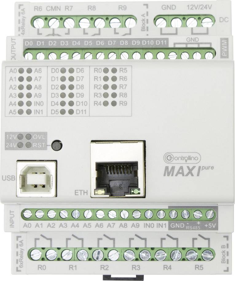 Модуль керування ПЛК Controllino MAXI pure 100-100-10 12 В/DC, 24 В/DC