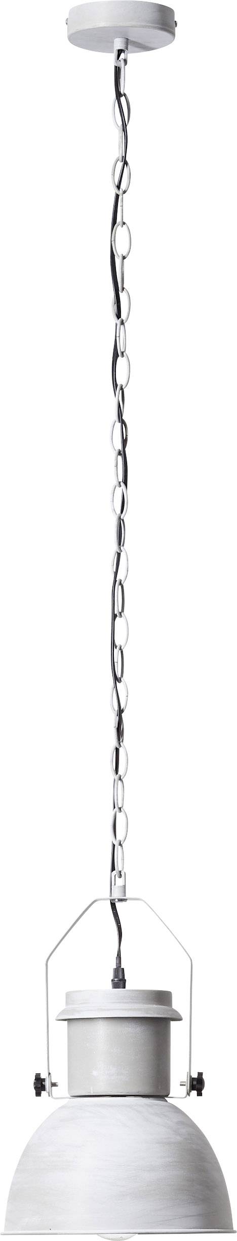 Biała lampa wisząca z prostym zawieszeniem łańcuchowym, idealna do nowoczesnych wnętrz.