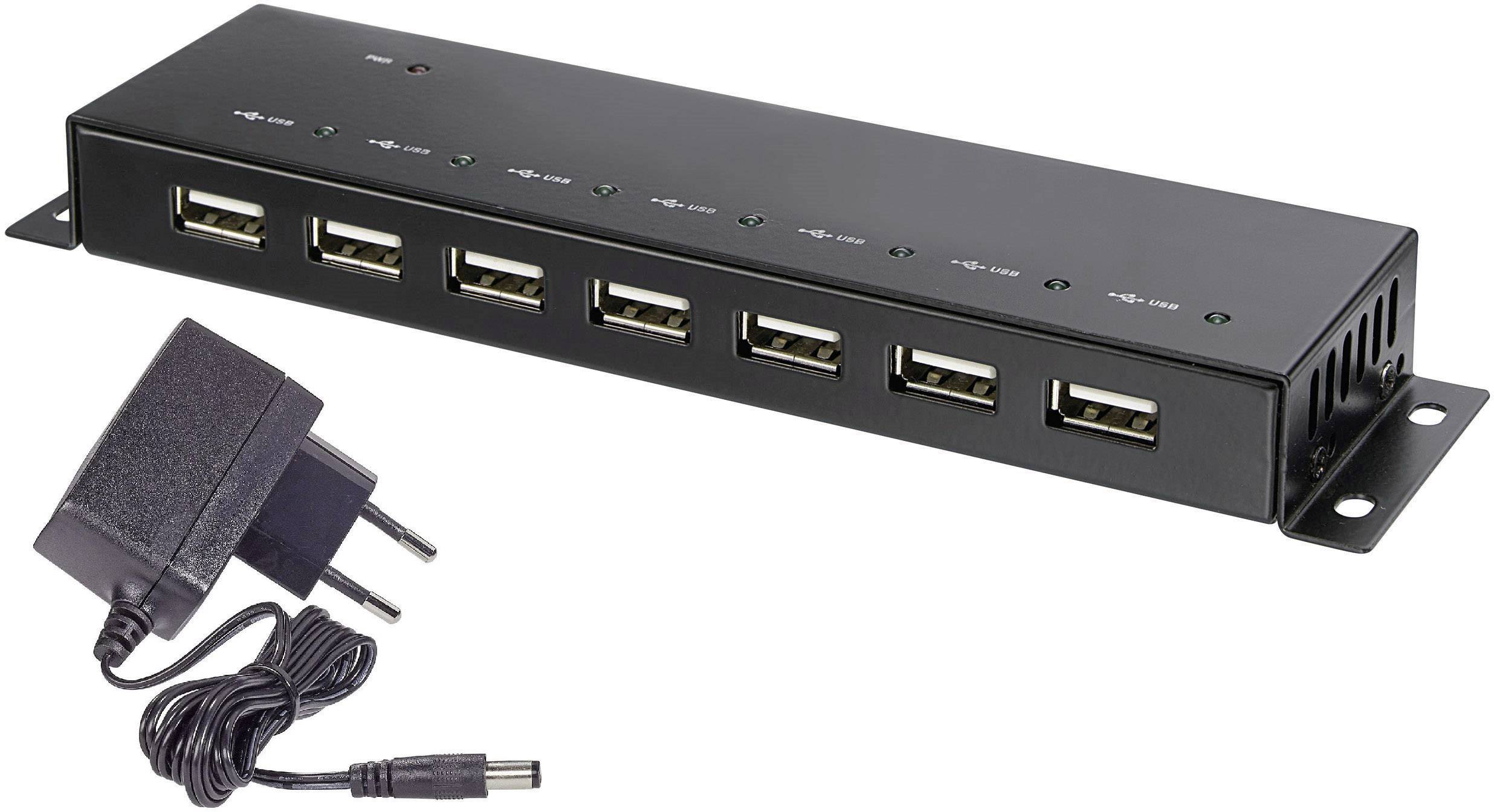 Renkforce RF-4791678 USB-Hub 7 Portów USB-A USB 2.0 480 MBit/s metalowa obudowa, montaż ścienny czarny RF-4791678