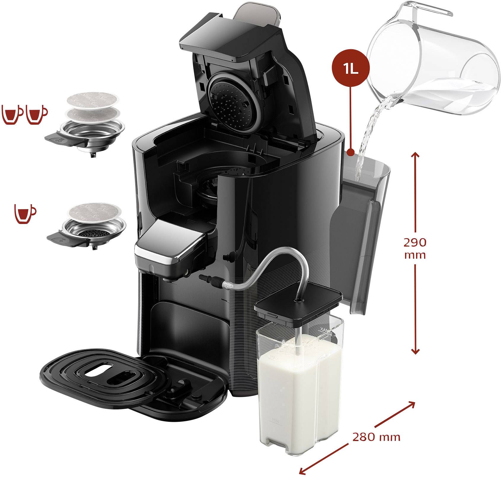 Ekspres do kawy z podstawką SENSEO® HD6570/60 Latte Duo Plus, czarny ...