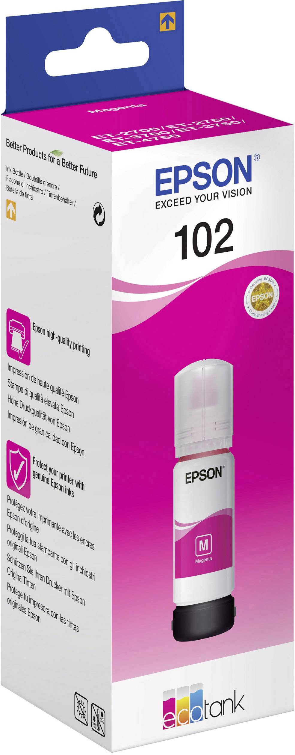 Заміна чорнил Epson C13T03R340 102 EcoTank, оригінальне чорнило Epson Magenta, 70 мл
